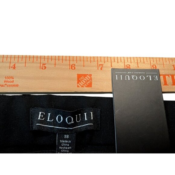 ELOQUII Women's Black Pants The Ultimate Stretch Pintuck Flare Wide Leg Size 18 - Picture 6 of 10